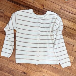 Striped Cream and Tan Women's Cardigan